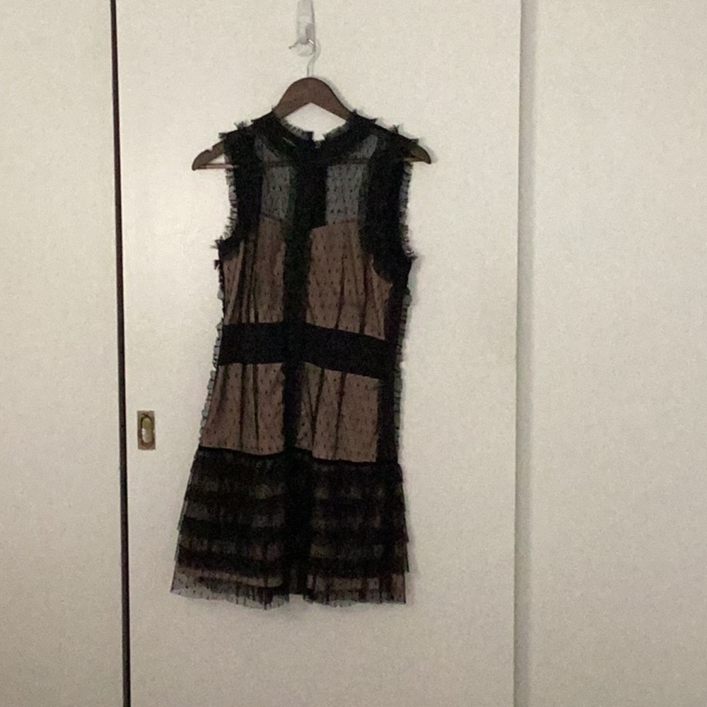 Black and sheer evening dress with ruffles (Italian size 3/US 4)